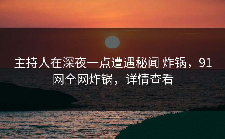 主持人在深夜一点遭遇秘闻 炸锅，91网全网炸锅，详情查看