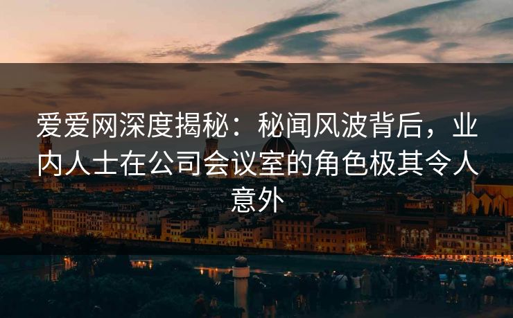 爱爱网深度揭秘：秘闻风波背后，业内人士在公司会议室的角色极其令人意外