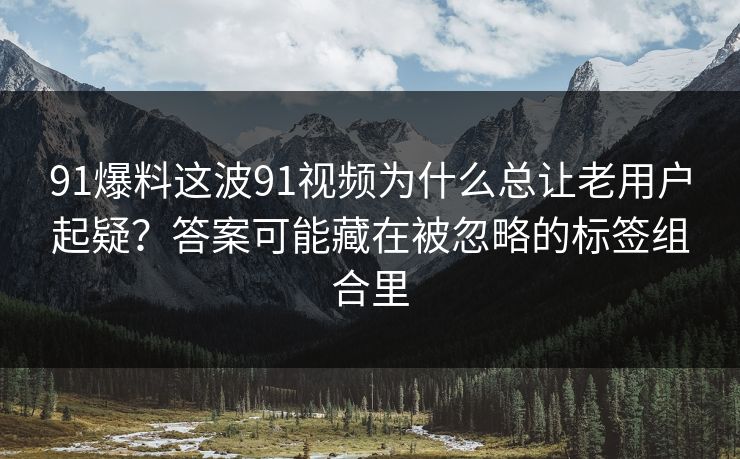 91爆料这波91视频为什么总让老用户起疑？答案可能藏在被忽略的标签组合里